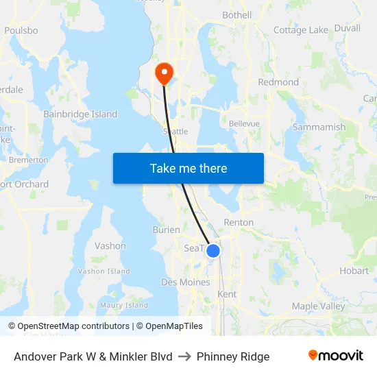 Andover Park W & Minkler Blvd to Phinney Ridge map
