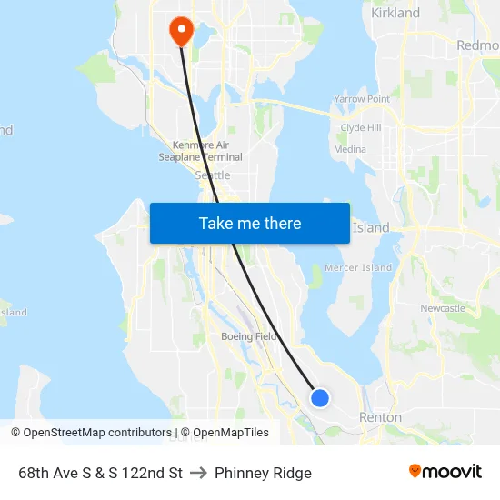 68th Ave S & S 122nd St to Phinney Ridge map