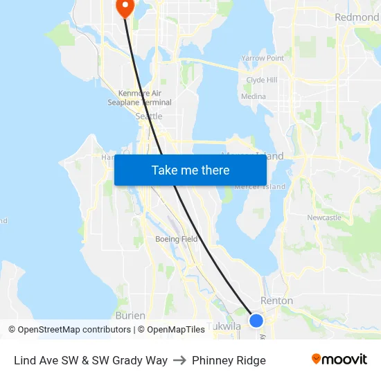 Lind Ave SW & SW Grady Way to Phinney Ridge map