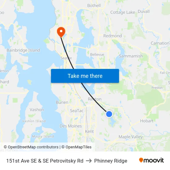 151st Ave SE & SE Petrovitsky Rd to Phinney Ridge map