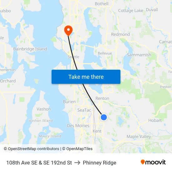 108th Ave SE & SE 192nd St to Phinney Ridge map