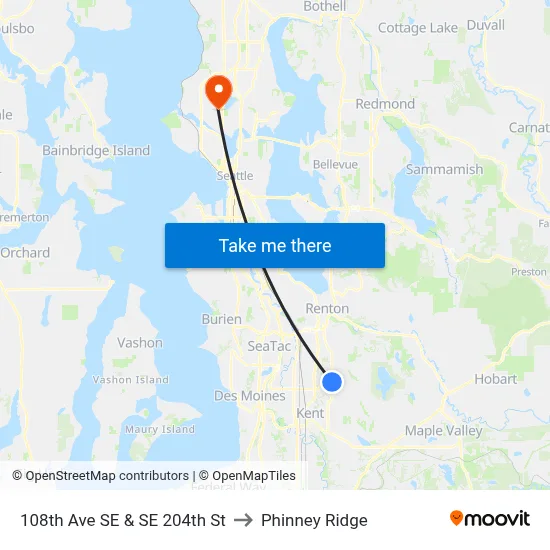108th Ave SE & SE 204th St to Phinney Ridge map