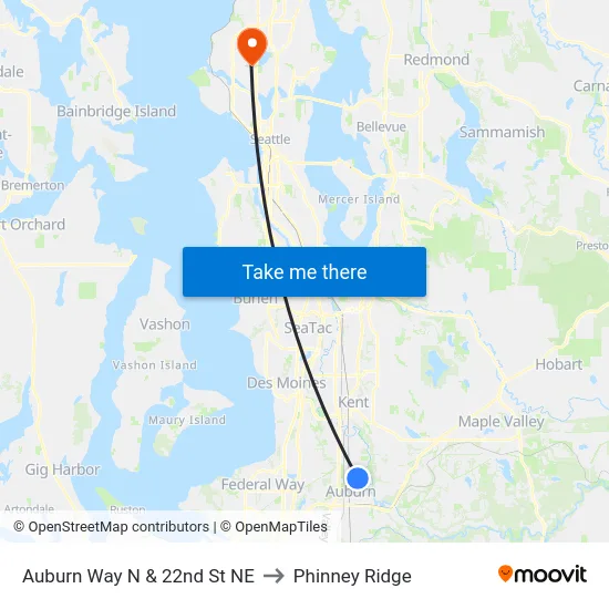 Auburn Way N & 22nd St NE to Phinney Ridge map