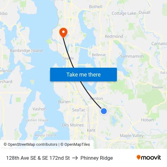 128th Ave SE & SE 172nd St to Phinney Ridge map