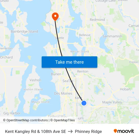 Kent Kangley Rd & 108th Ave SE to Phinney Ridge map