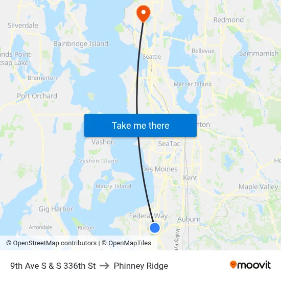 9th Ave S & S 336th St to Phinney Ridge map