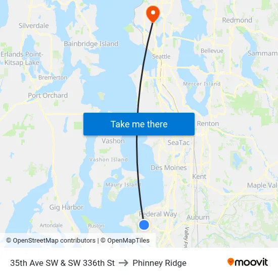 35th Ave SW & SW 336th St to Phinney Ridge map