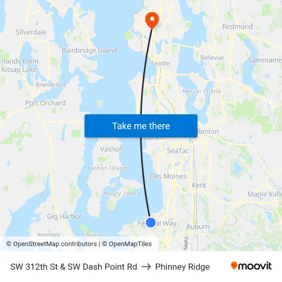 SW 312th St & SW Dash Point Rd to Phinney Ridge map