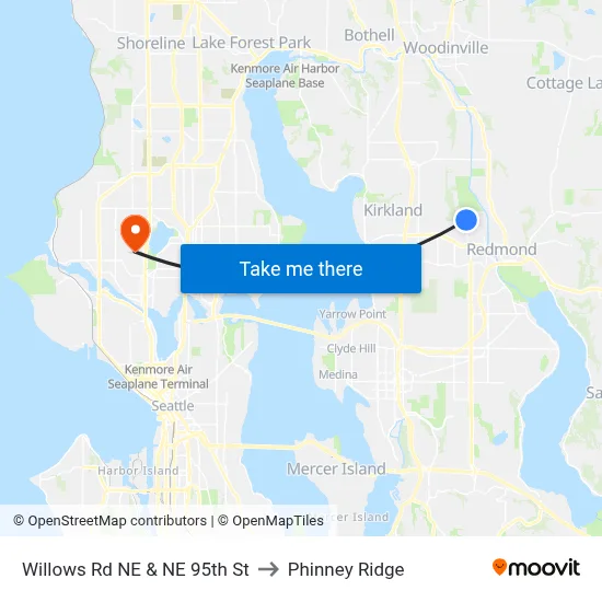 Willows Rd NE & NE 95th St to Phinney Ridge map