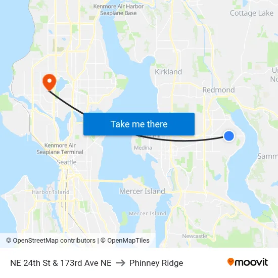 NE 24th St & 173rd Ave NE to Phinney Ridge map