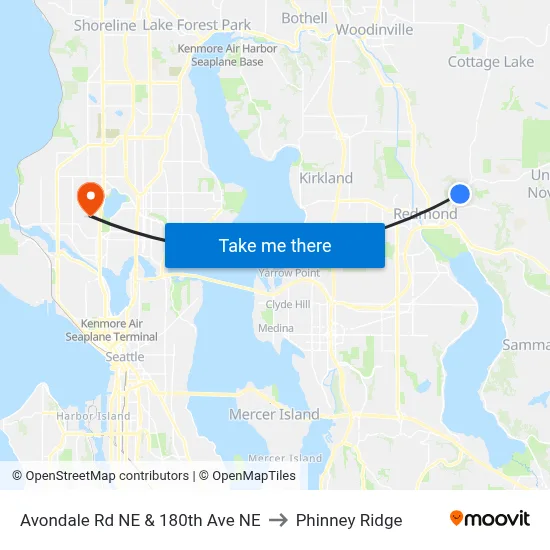 Avondale Rd NE & 180th Ave NE to Phinney Ridge map