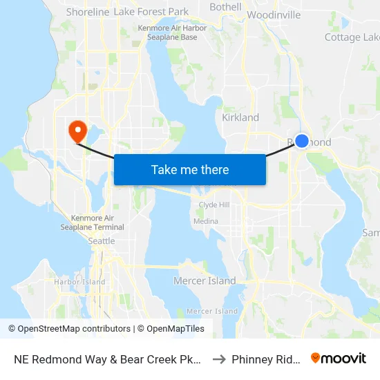 NE Redmond Way & Bear Creek Pkwy to Phinney Ridge map