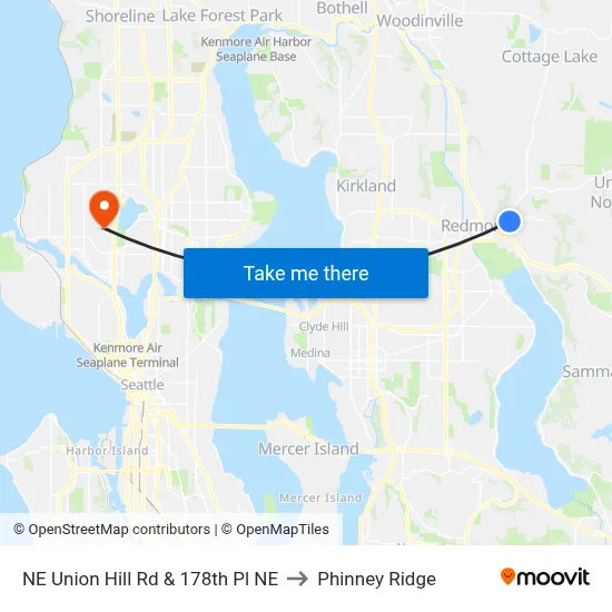 NE Union Hill Rd & 178th Pl NE to Phinney Ridge map