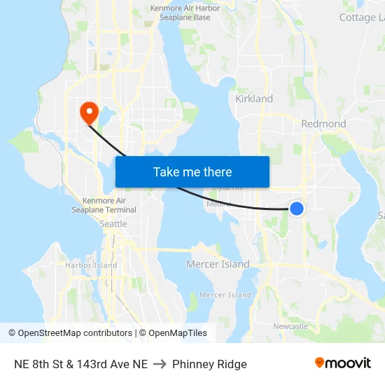 NE 8th St & 143rd Ave NE to Phinney Ridge map