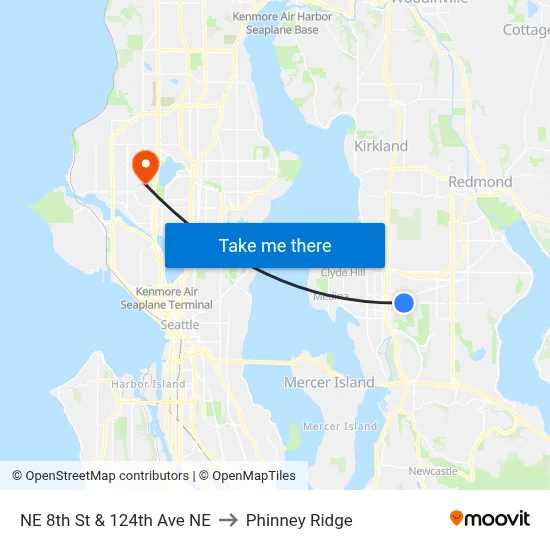NE 8th St & 124th Ave NE to Phinney Ridge map