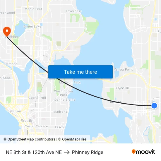 NE 8th St & 120th Ave NE to Phinney Ridge map