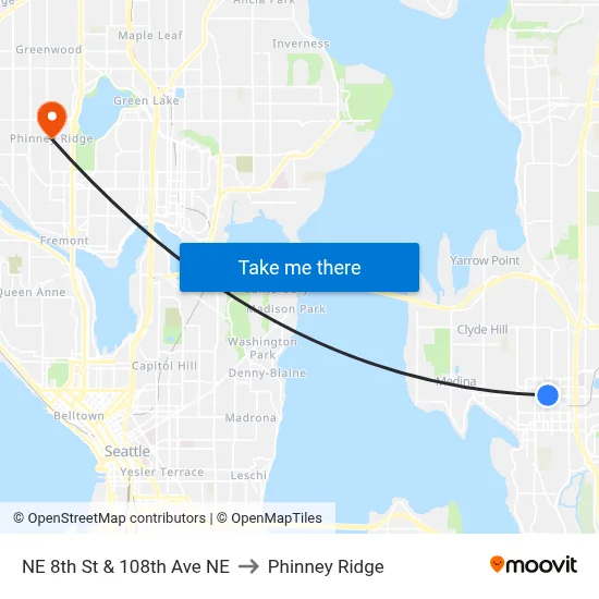 NE 8th St & 108th Ave NE to Phinney Ridge map