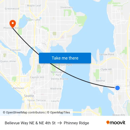 Bellevue Way NE & NE 4th St to Phinney Ridge map