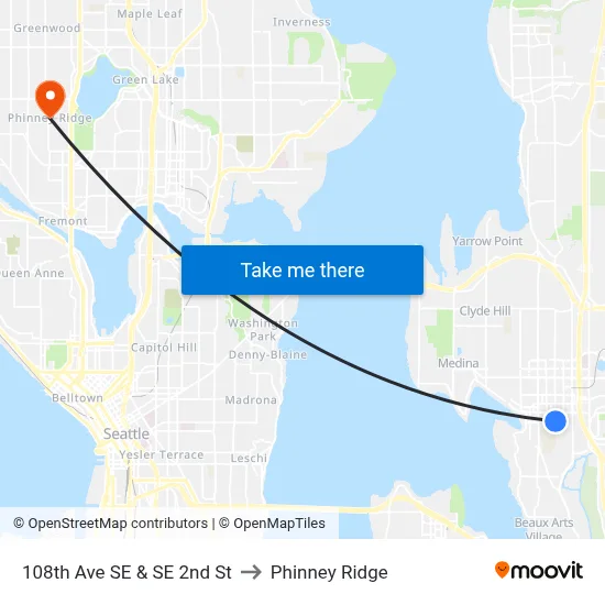 108th Ave SE & SE 2nd St to Phinney Ridge map