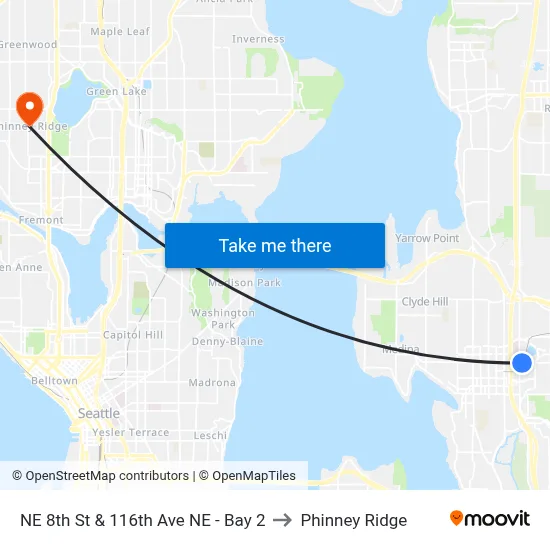 NE 8th St & 116th Ave NE - Bay 2 to Phinney Ridge map