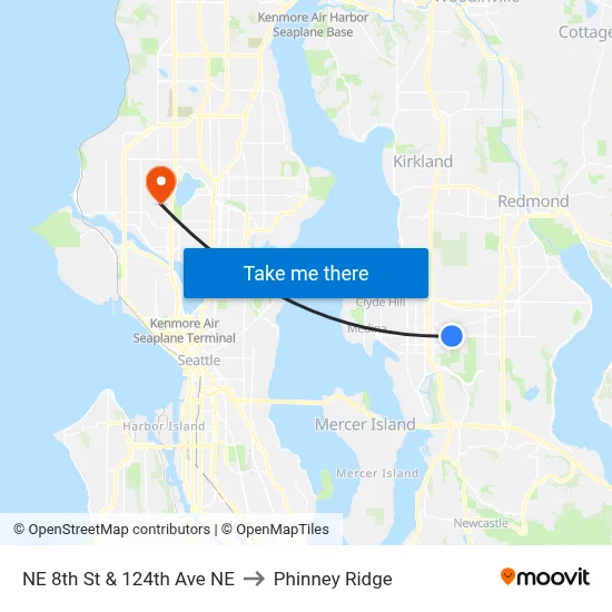 NE 8th St & 124th Ave NE to Phinney Ridge map