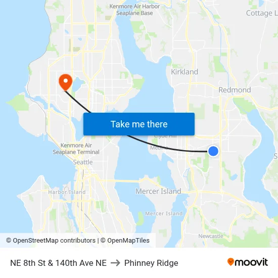 NE 8th St & 140th Ave NE to Phinney Ridge map