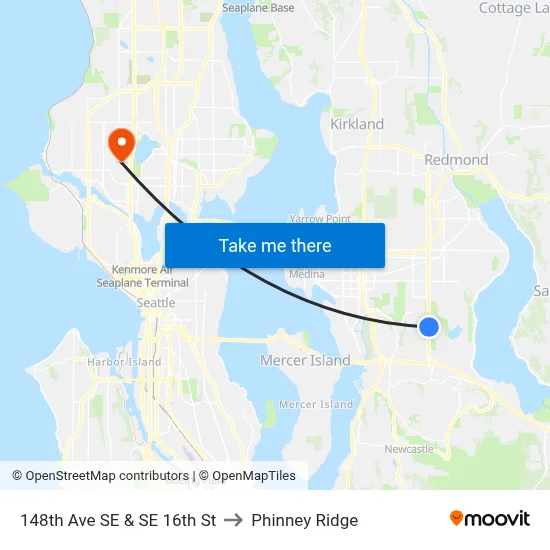148th Ave SE & SE 16th St to Phinney Ridge map
