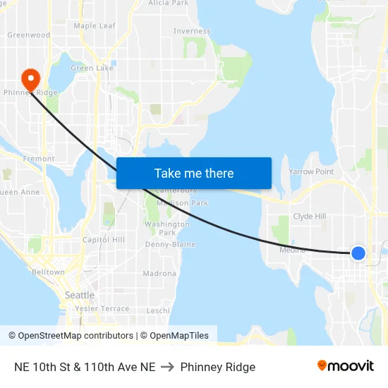 NE 10th St & 110th Ave NE to Phinney Ridge map