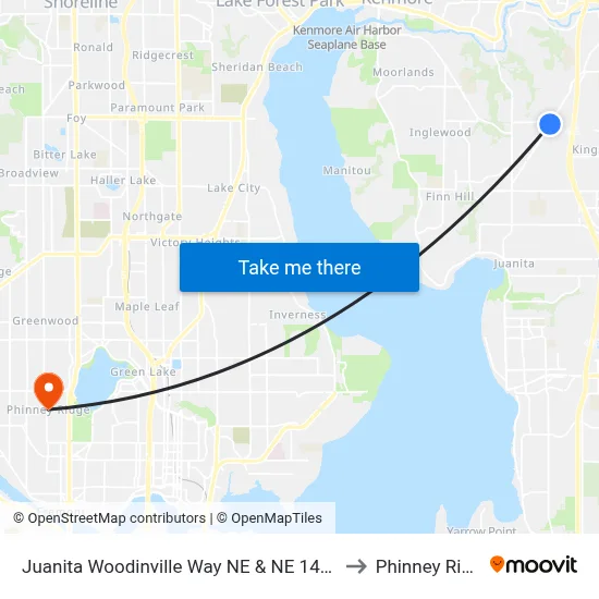 Juanita Woodinville Way NE & NE 145th St to Phinney Ridge map