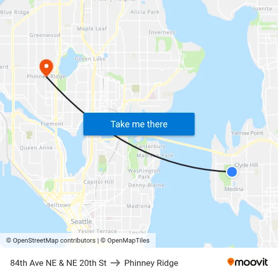 84th Ave NE & NE 20th St to Phinney Ridge map