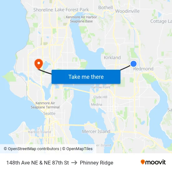 148th Ave NE & NE 87th St to Phinney Ridge map