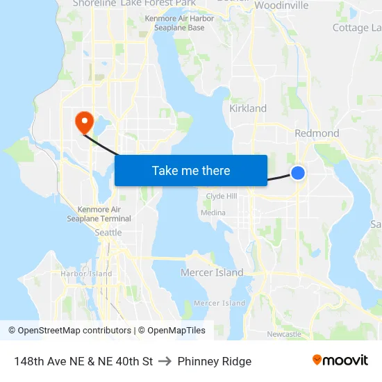148th Ave NE & NE 40th St to Phinney Ridge map