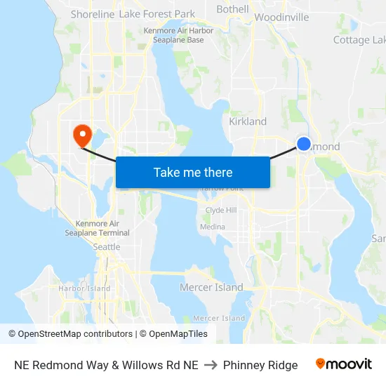 NE Redmond Way & Willows Rd NE to Phinney Ridge map