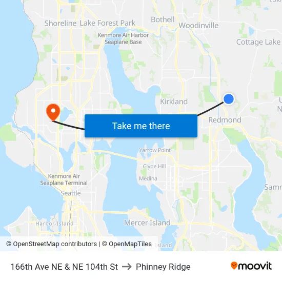 166th Ave NE & NE 104th St to Phinney Ridge map