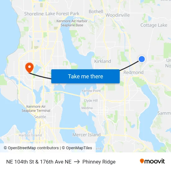 NE 104th St & 176th Ave NE to Phinney Ridge map
