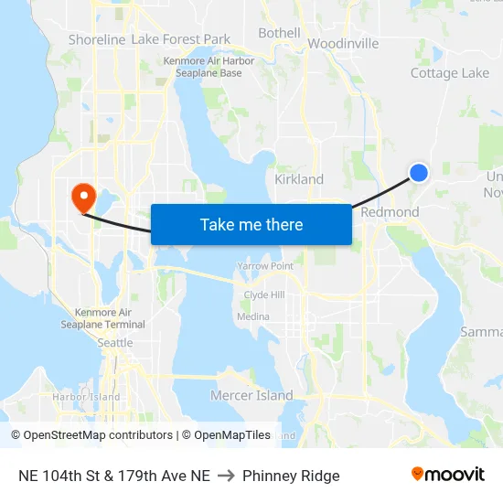 NE 104th St & 179th Ave NE to Phinney Ridge map