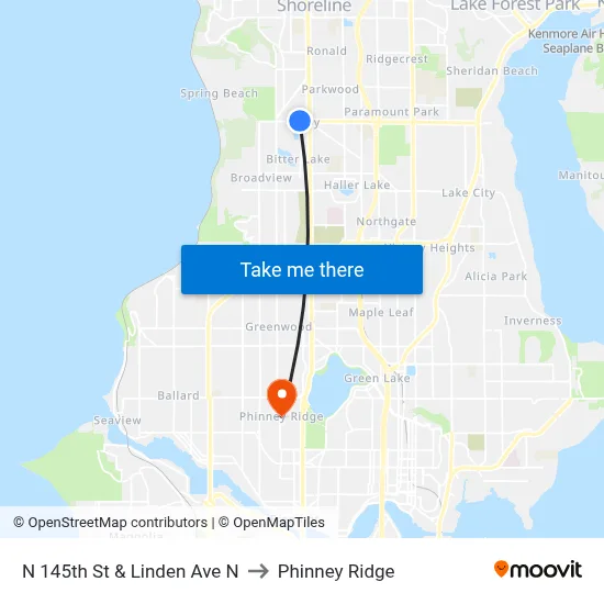 N 145th St & Linden Ave N to Phinney Ridge map