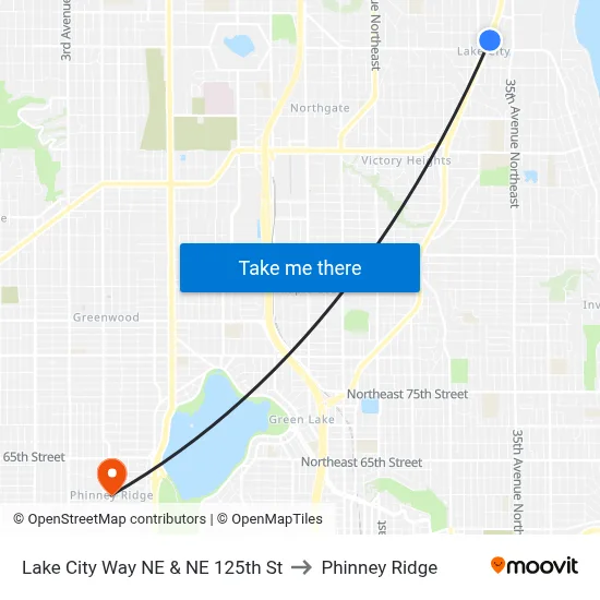 Lake City Way NE & NE 125th St to Phinney Ridge map