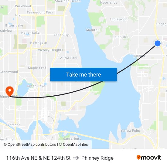 116th Ave NE & NE 124th St to Phinney Ridge map