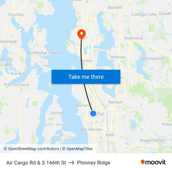 Air Cargo Rd & S 166th St to Phinney Ridge map