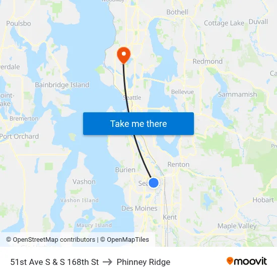 51st Ave S & S 168th St to Phinney Ridge map