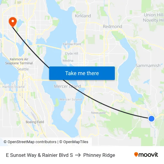 E Sunset Way & Rainier Blvd S to Phinney Ridge map