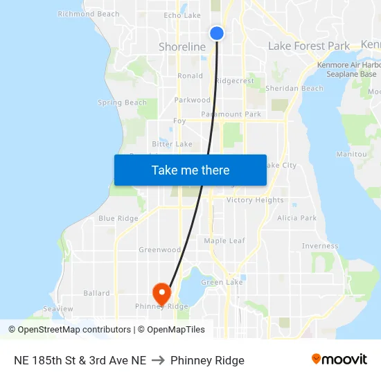 NE 185th St & 3rd Ave NE to Phinney Ridge map