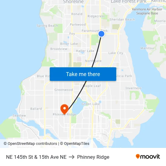NE 145th St & 15th Ave NE to Phinney Ridge map