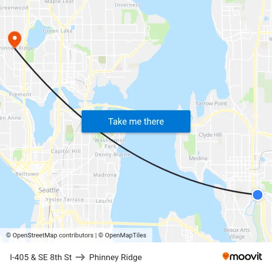 I-405 & SE 8th St to Phinney Ridge map
