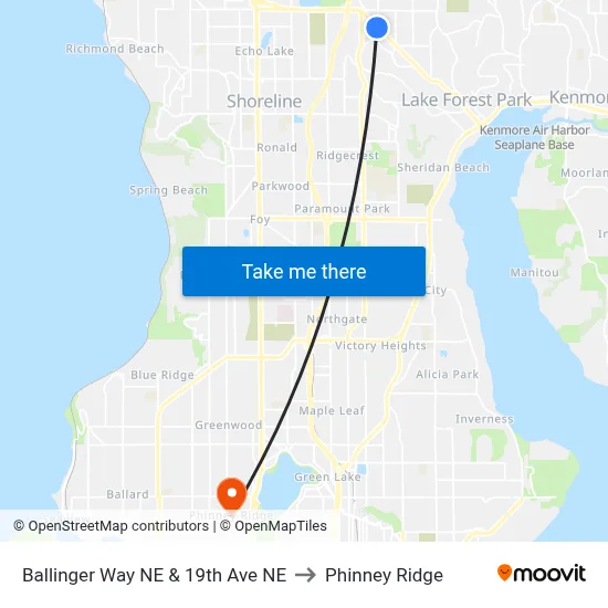 Ballinger Way NE & 19th Ave NE to Phinney Ridge map