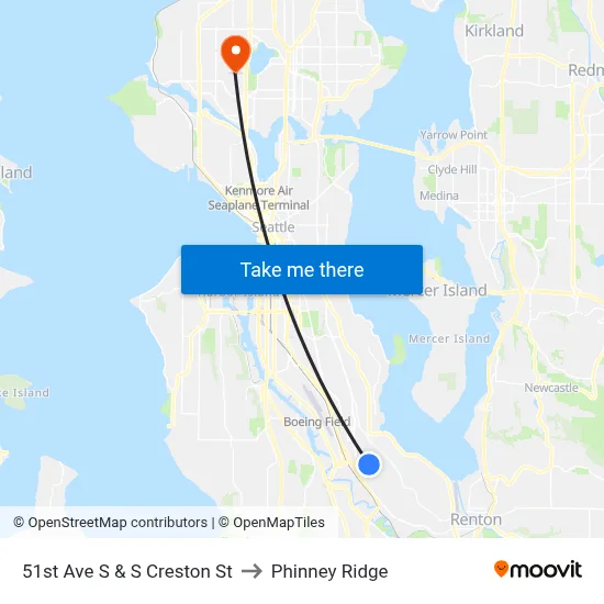 51st Ave S & S Creston St to Phinney Ridge map