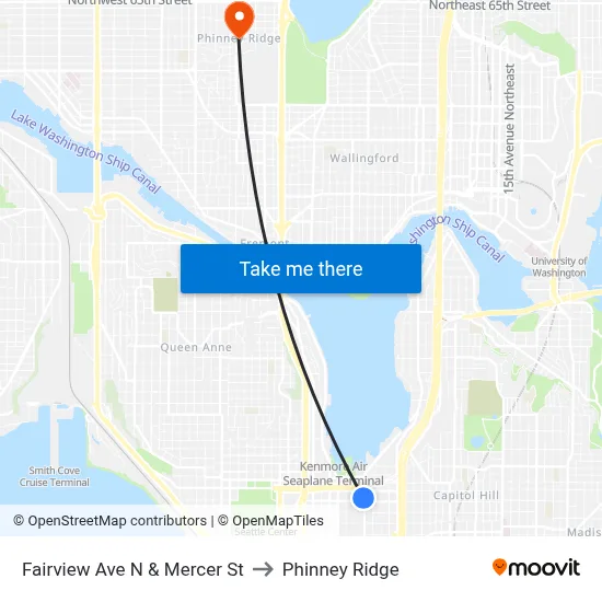 Fairview Ave N & Mercer St to Phinney Ridge map