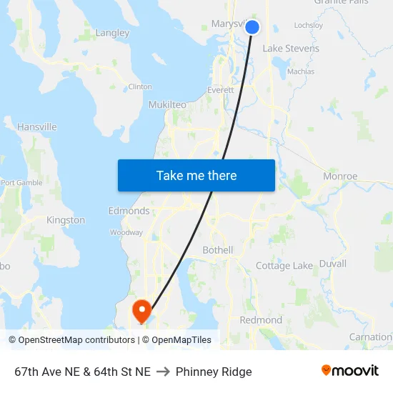 67th Ave NE & 64th St NE to Phinney Ridge map