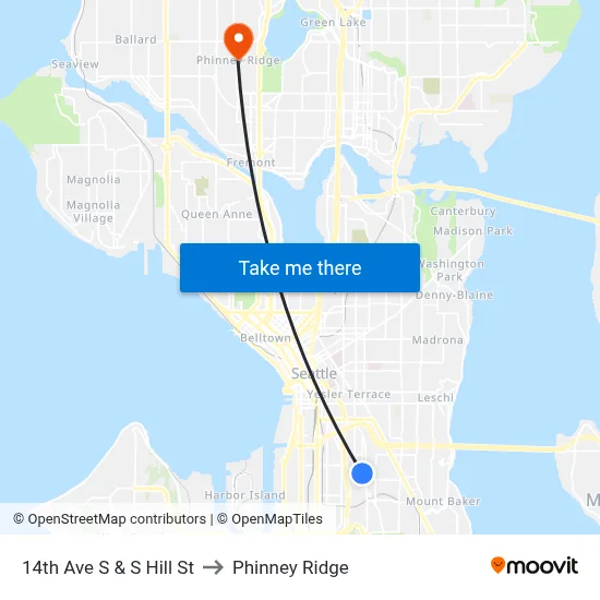 14th Ave S & S Hill St to Phinney Ridge map
